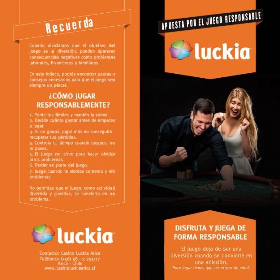 Mensaje sobre juego responsable en el casino: juega por diversión y con moderación.